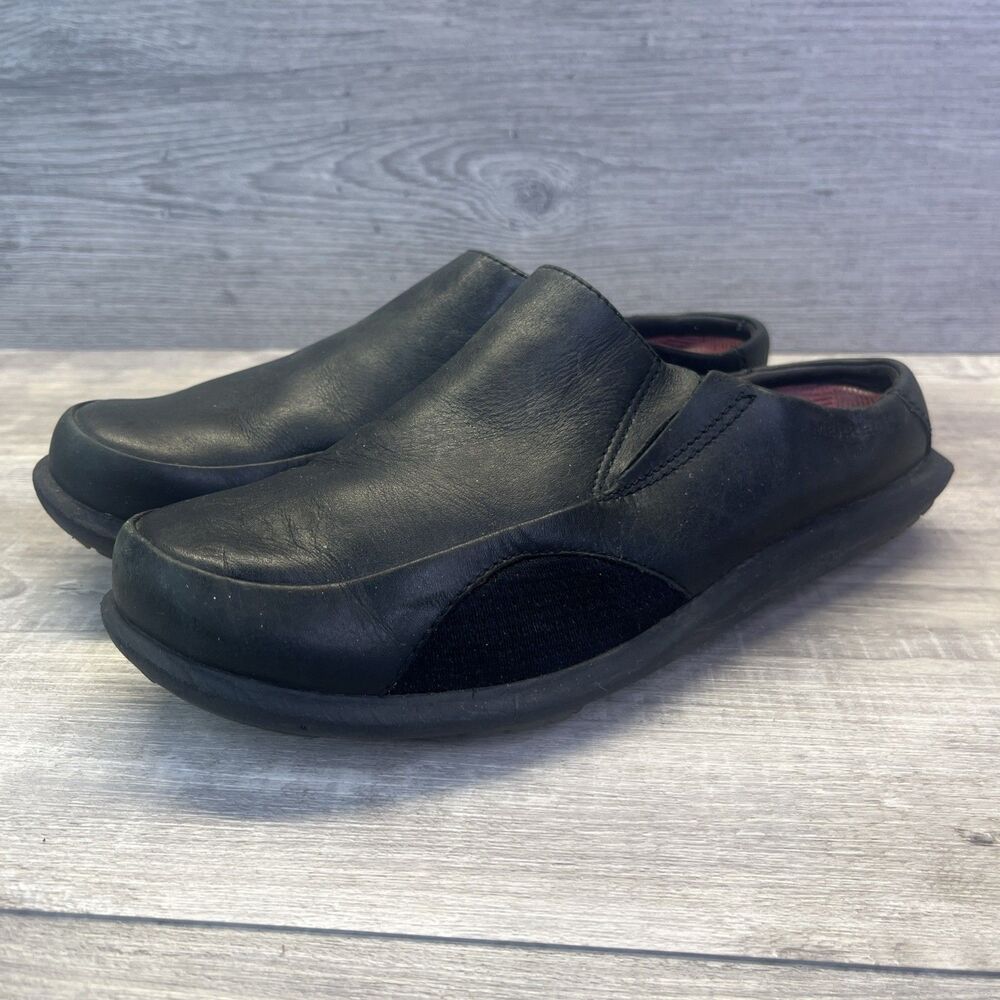 Merrell Quest Womens Slide Mule Slip On Shoes Black Leather Moc Toe Sz 7 M